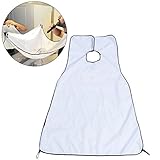 Beard Bib, Wowot White Beard Apron Cutting Cape Catcher Shaving Cloth, Hair Nylon Beard Trimming Apron With Suction Cups - White
