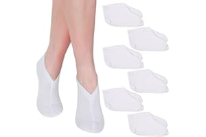 Heyu-Lotus 6 Pairs Moisturizing Socks Overnight, Thin Foot Spa Socks Cotton Moisture Enhancing Socks Cosmetic Moisturizing Socks for Dry Cracked Feet