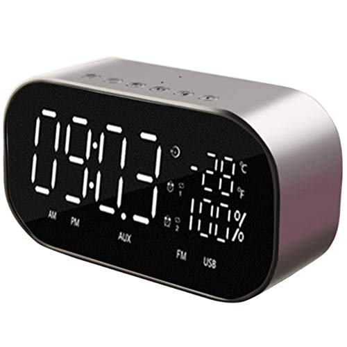 Preisvergleich Produktbild LOEROY Bluetooth Lautsprecher Radio Wecker, dimmbare LED-Anzeige, Doppelalarm mit Schlummerfunktion,Gray