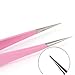 2 PCS Stainless Steel Ingrown Hair Eyebrow Shaping Eyelashes Extension Straight and Curved Tip Tweezers Set Pink