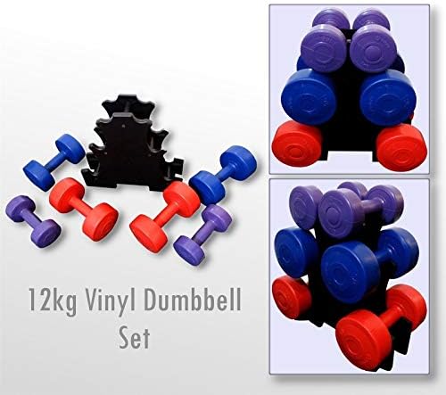 Generic * Dumbb 12kg Holder Dumbbel Weight Set Vinyl Hand D Vinyl Hand Dumbbell t Set 12k Gym Workout Gym Workout Included Home Gym Workout