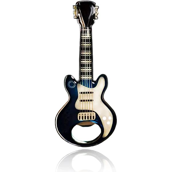 Portachiavi A Forma Di Chitarra Con Apribottiglie – Idea Regalo In Metallo Argento Per Musicisti E Appassionati Di Musica - 3
