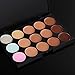 Chinatera 15 Colours Face Makeup Concealer Contour Camouflage Palette+4Pcs Cosmetic Blusher Foundation Powder Kabuki Brushes + Pink Sponge Puff
