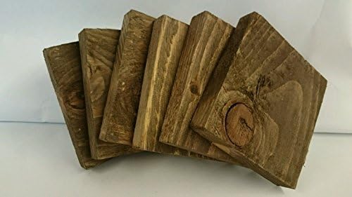 Set Of 6 Wooden Coasters Walnut Stain Reclaimed Pallet Wood Shabby/Industrial Chic
