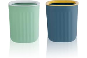 GVIVEJ Poubelle De Table 2 Pièces, Poubelle De Bureau Sans Couvercle, Mini Poubelle Cosmétique, Poubelle De Bureau, Pour Bureau De Cuisine De Salle De Bain, Bleu, Vert