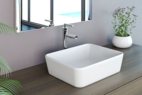 NEG Waschbecken Uno32A (eckig) Aufsatz-Waschschale/Waschtisch (weiß) mit schmalem Rand und Nano-Beschichtung - 4