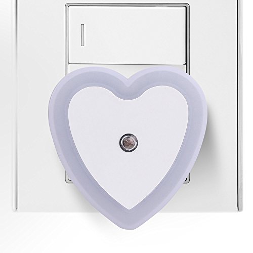 Nachtlicht, FIDEA night Licht 0.5W Plug in LED Nachtlicht Lampe mit Sensor, mit automatischer Dämmerung bis Dämmerung Lichtsensor, weiß, 4er Pack (Herz) - 7