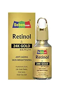 SebonCare Retinol Serum For Face Enrich with 24K Gold, Hyaluronic Acid, Vitamin E, Aloevera Extract, Dead Sea Salt - 10ml