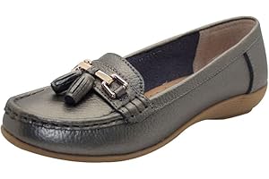 Jo & Joe Ladies Wide Fit Flat Leather Tassel Moccasins Loafer Nautical Shoe Plimsole Pumps Womens