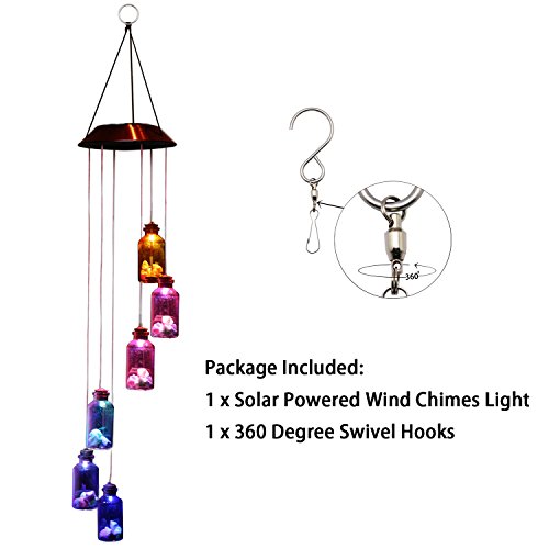 Ownuzz Leichte Wind Chimes Solar Light Campanula Wanddekoration Außenleuchten LED-Leuchten solarbetrieben - 7