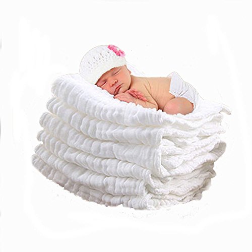 Aoming Newborn Muslin Cotton Warm Baby Bath Towels White Also for Baby Blanket