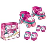 Set de patinaje de unicornios Mondo-28511 Bolsa Patines+protección Unicornios T/22-29, Color Rosa (28511