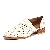  Zapatos de Vestir Mujer Planas Derby Transpirable Oxford Casual Fiesta Sandalias Primavera Verano Calzado Tacón 3cm Beige 39