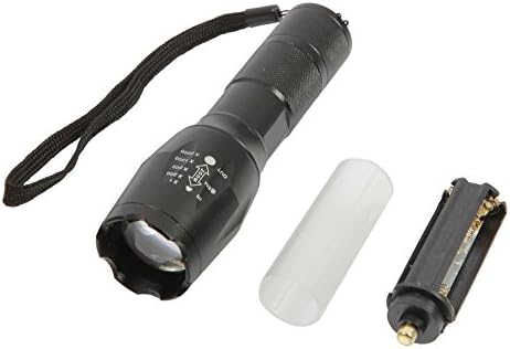 Led Tactical Flashlight 2200 Lumens Portable Waterproof 5 Mode Zoomable XML T6 LED 18650 Flashlight Focus Torch Lamp Adjustable for Emergency-Security-Camping-Hiking-.Hunting and Survival