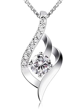 B.Catcher Kette Damen 925 Sterling Silber Zirkonia Twist Halskette Anhänger mit Etui Italien Kette 45CM