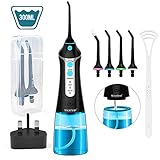 Water Flosser for Teeth, Nicefeel Portable Oral Irrigator Dental Floss IPX7 Waterproof 300ML 3 Modes 4 Jet Tips and Tongue Cleaner Help Deep Clean Oral, USB Rechargeable for Home Travel, FDA Approved