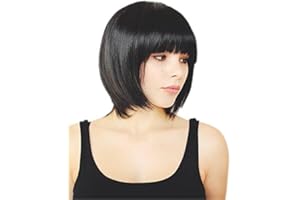 Prettyland Damska czarna krótkie włosy Bob mia wallace kleopatra gładka krótka peruka retro czarna krótka peruka C577