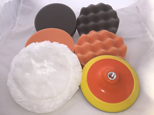 Preisvergleich Produktbild Polierschwamm Polierscheibe und Haftteller Kletteller Polierset 180mm flach Medium gewaffelt soft weich hart günstig Sparpack