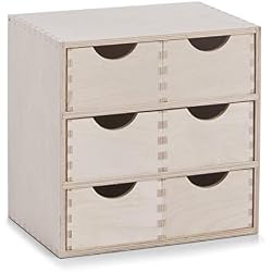 Zeller 13192 Coffret 6 tiroirs en bouleau, 28 x 20 x 28 cm