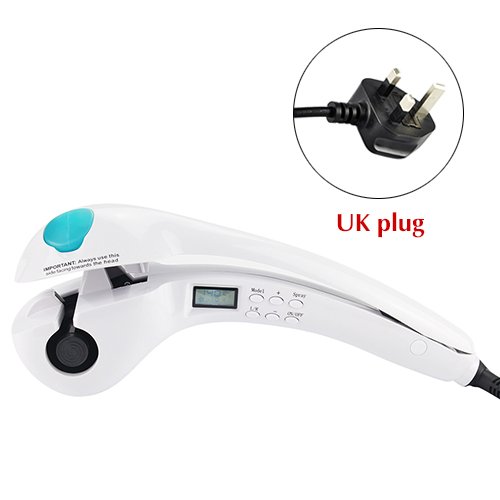 Intelligent Automatic Spray Water Curling Iron LCD Digital Bi-directional Hair Curler Ceramic Professional Magic Wand With Moist Function for Househould Salon Use-White CoFashion