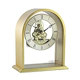 H: 14/W: 12/D: 6 cm London Clock Company dorado y protector de pantalla de cristal para dolores de tamaño pequeño reloj de mesa de esqueleto en la parte superior