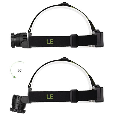 LE Led Stirnlampe, Super Helle, zoombar, IPX4 wasserfest LED Kopflampe, 150lm, CREE Birne, 4 Lichtmodi, Batterie ersetzbar, fokussierbar 160m Reichweite, handfreie Scheinwerfer, Ideal fuer Camping, Joggen, Jagd und Lesen - 5