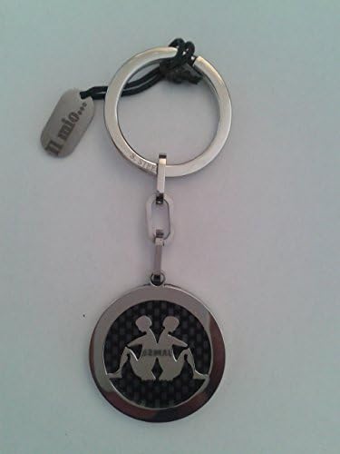Zodiac Star Sign Keyring –  – Satin Steel Black My – Worked To The Cartridge Cufflinks – With Box – Made in Italy