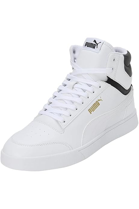 white and gold high top pumas