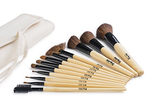 Professional Studio Quality 12 Piece Natural Cosmetic Makeup Brush Brushes Set Kit with Pouch Case Bag (Natural Bamboo)