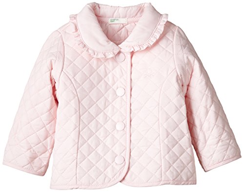 United Colors of Benetton Baby-Girls Frill Collar Quilted Coat, Pale Pink, 6 to 9 months (Manufacturer Size: 68 cms)