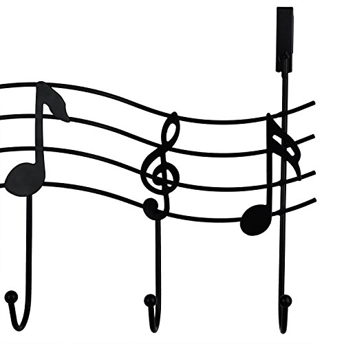Vintage Musik Türgarderobe Hakenleiste Garderobenleiste Stahl glanz Chrom mit 5 Haken (Schwarz) - 6
