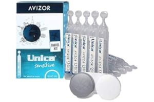 Solution à dose unique Avizor Unica Sensitive. Dose unique 10 unités de 10 ml. Liquide pour lentilles de contact à dose unique pour lentilles de contact souples.