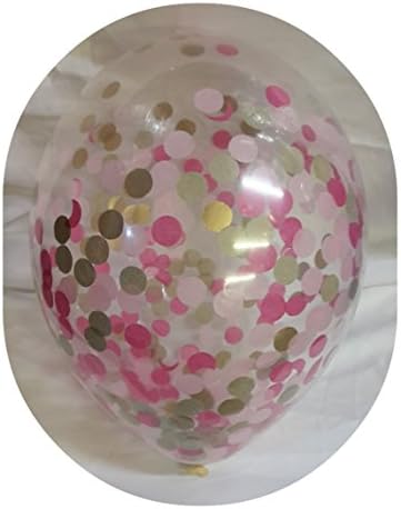 PANTALOONS 6 x pink confetti filled balloons (Pale pink, Bright Pink, Gold)