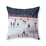 Kaixin J Vintage Ice Hockey Match Throw Pillow Indoor Cover 18' x 18' with Pillow Insert