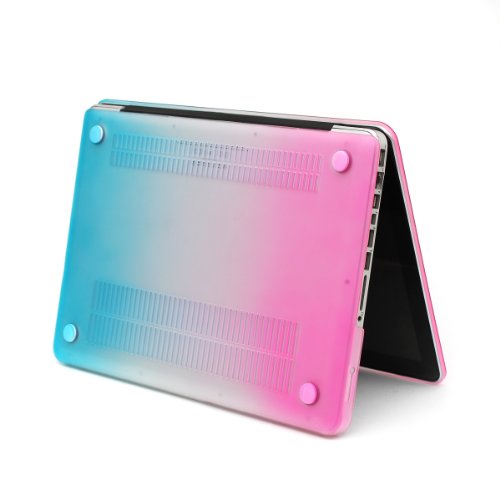i-Buy Matte Gummierte Harte Schutzhülle Hülle für Apple Macbook Air 15.4 Zoll mit DVD-Treiber + Schutzfolie + Silikon Tastaturschutz + Anti-Staub-Stecker – Regenbogen - 5