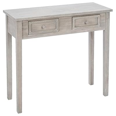 Atmosphera Console 2 tiroirs Charme gris effet bois vieillit