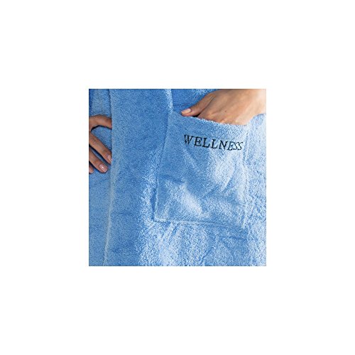 Saunakilt für Damen 90 x 150 cm Frottee Baumwolle langer Schnitt, hell-blau, mit Stickerei „Wellness“ | aqua-textil 0010402 - 3