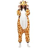 Pyjama Animaux Cosplay Halloween Costume Déguisement Combinaison Vêtement de Nuit pour Unisexe, Girafe