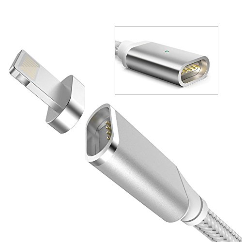 Magnetische Lightning auf USB Kabel  Lively Life 2 Kable   1 Magnetischer Blitzkopf Nylon Geflochten Ladekabel mit LED-Anzeige f  r iPhone  iPad Air  