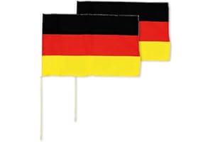 WOHNKULT 2 x Stabfahne Flagge mit Holzstab Fanartikel Deutschland EM Fußball