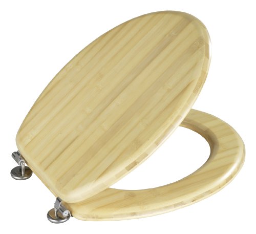 Wenko 144719100 WC-Sitz Bambus Natur – Chrom-Metallbefestigung, Bambus, 37.3 x 44.5 cm, Braun - 3