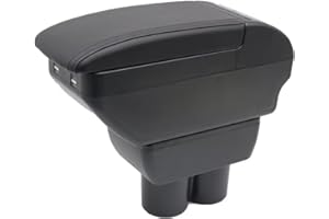 KAERGK Caja de reposabrazos de doble capa para Suzuki Jimny 2007-2018, caja de almacenamiento de consola central con 4 puertos USB, soporte para tazas, accesorios para reposabrazos, color negro