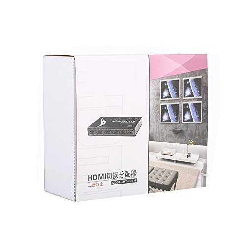 Milkee 2 x 4 HDMI Verteiler 2 In 4 Out Splitter Switch ULTRA HD 1080p 3D – 2 Eingänge an 4 Ausgänge - 4
