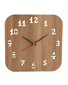 AOXI Square Shape Wooden Wall Clock for Home, Office, Living/Bed/Kids Room, Kitchen (Brown)