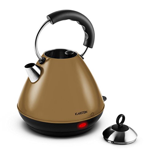 Klarstein Charlotte Cappuccino Wasserkocher Teekessel (2200 Watt, 2 Liter, Edelstahl, Kalkfilter, Cool-Touch-Griff) braun - 3