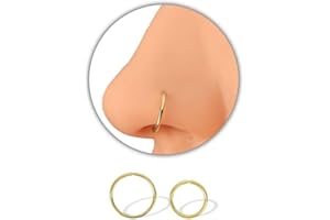 HY DOT 2pcs Gold Nose Ring Piercing Jewellery for Women, Nose hoops Snug and Super Snug Nose Ear Lip ring Tragus Septum 6mm+ 8mm 20g & 22g 316L Surgical Steel Hypoallergenic