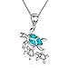 Produktbild Halskette mit Anhänger für Frauen mit Schildkröte, blauer Feueropal, 925 Sterlingsilber, 45 cm