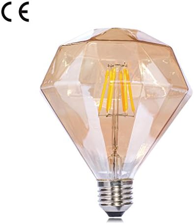 Speclux Decorations LED Filament Bulbs E27, Amber glass Soft 2700K Warm White, Diamond Shape, 4 Watts Replacement of 40W Incandescent Pack of 1 Unit[Energy Class a++]