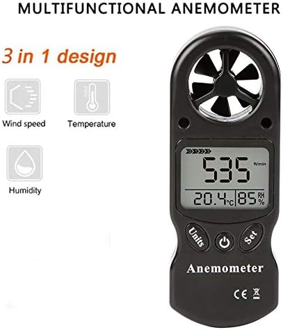HibiscusElla TL-300 Mini Multipurpose Anemometer Digital Anemometer LCD Wind Speed Temperature Humidity Meter with Hygrometer Thermometer