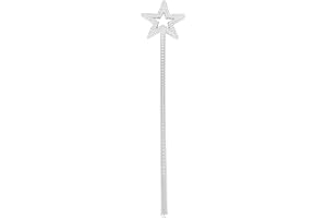 Generisk fe prinsessa ängel trollstav stav stjärna trollstav för halloween födelsedag fest bröllop cosplay (silver, 33 x 3 cm